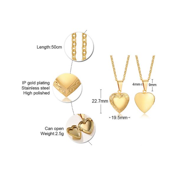 Women Necklace Silver Stainless Steel Heart Women Pendant jewelry Set - Image 3