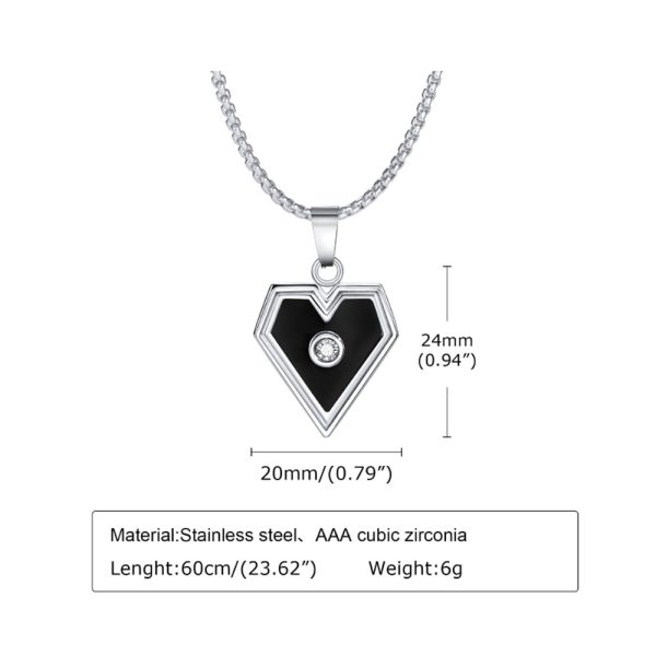 Men heart Stainless Steel Necklace Stainless Steel Pendant for men with Zircon Jewelry factory - Image 2
